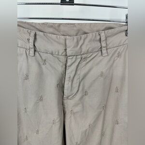 Sundance Allover Embroidered Khaki Pants Womens 4 Cotton Elastane Blend Trousers
